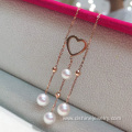 Gold Heart Pendant Jewelry Tassel Pearl Wedding Necklaces